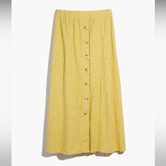 NWOT Madewell Eyelet Side-Button Midi Skirt in Dream-On Daisy - Ivory - Size XS - Picture 4 of 9